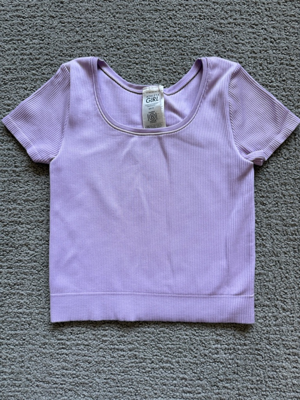 Athleta Girls Lilac Ribbed Short Sleeve Tee